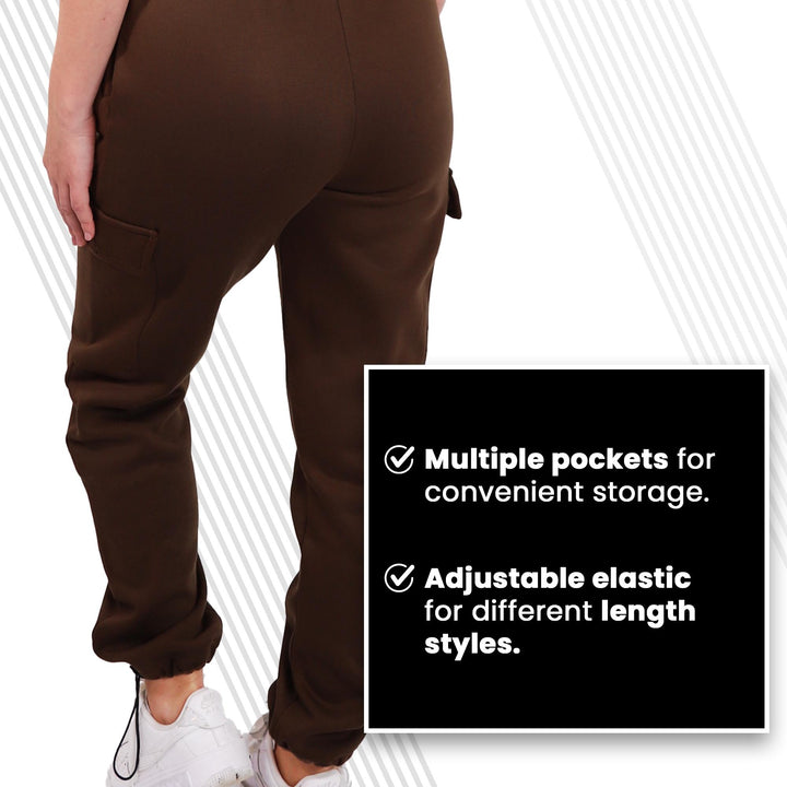 SPXTREME [2 Pack] Women's Sweatpants Cargo Jogger Casual Lounge Fleece Pants Adjustable Length, Sizes S - 2XL