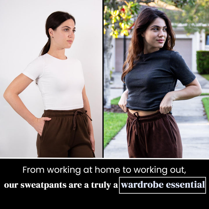 SPXTREME [2 Pack] Women's Sweatpants Cargo Jogger Casual Lounge Fleece Pants Adjustable Length, Sizes S - 2XL