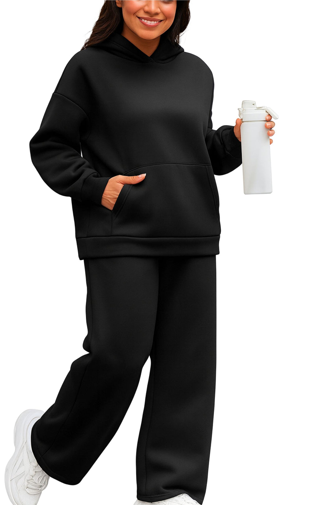Women Oversized Tracksuit Set 2 Piece Fleece Hoodie and Wide Leg Sweatpants – Fall Winter Lounge Outfit