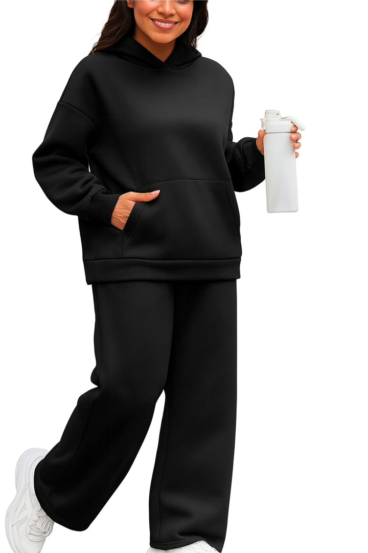 Women Oversized Tracksuit Set 2 Piece Fleece Hoodie and Wide Leg Sweatpants – Fall Winter Lounge Outfit