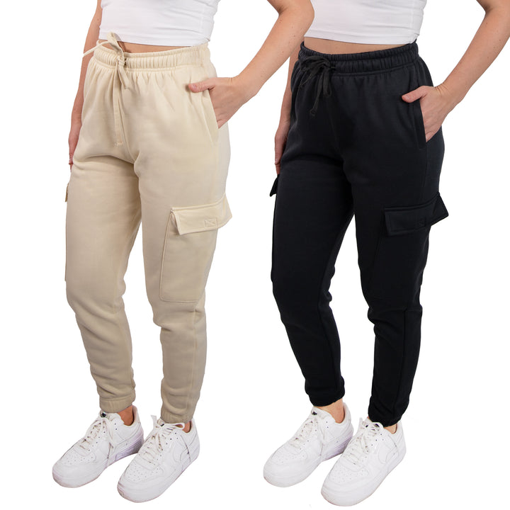 SPXTREME [2 Pack] Women's Cargo Jogger Sweatpants Casual Lounge Ultimate Comfort Soft Feel