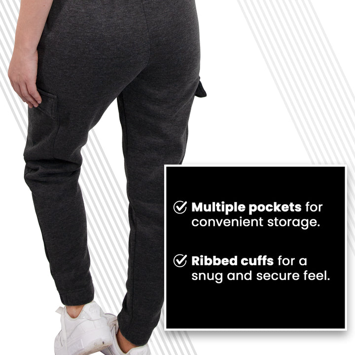SPXTREME [2 Pack] Women's Cargo Jogger Sweatpants Casual Lounge Ultimate Comfort Soft Feel