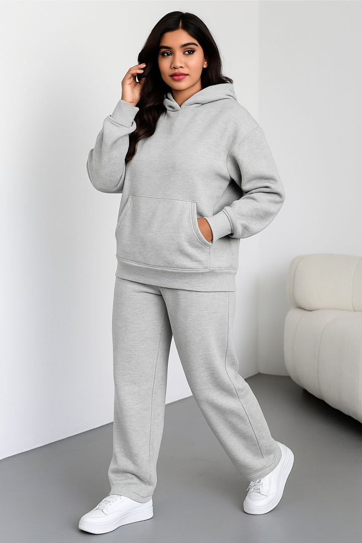 Women Oversized Tracksuit Set 2 Piece Fleece Hoodie and Wide Leg Sweatpants – Fall Winter Lounge Outfit