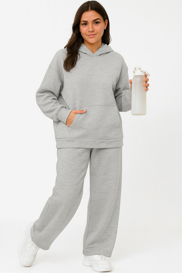 Women Oversized Tracksuit Set 2 Piece Fleece Hoodie and Wide Leg Sweatpants – Fall Winter Lounge Outfit