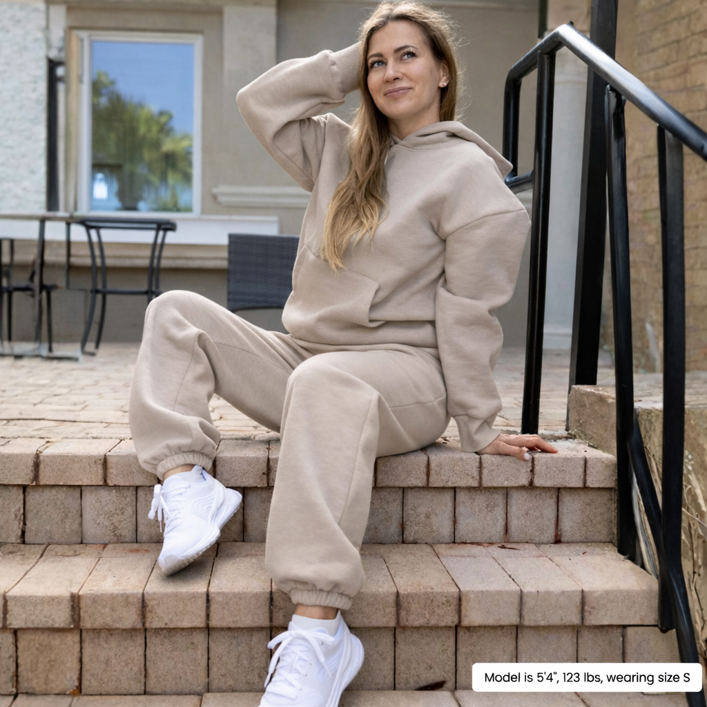 Women Oversized Tracksuit Set 2 Piece Fleece Hoodie and Sweatpants – Fall Winter Lounge Outfit