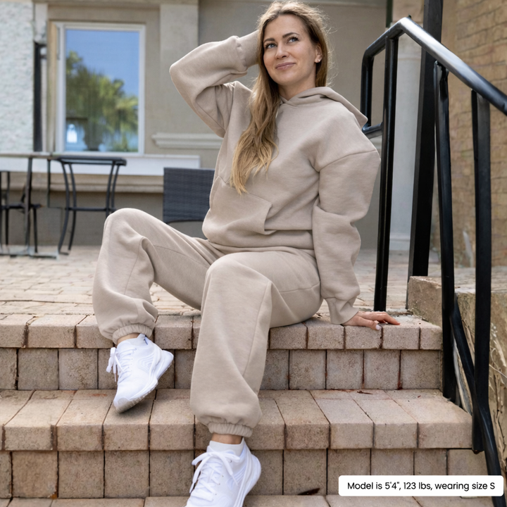Women Oversized Tracksuit Set 2 Piece Fleece Hoodie and Sweatpants – Fall Winter Lounge Outfit