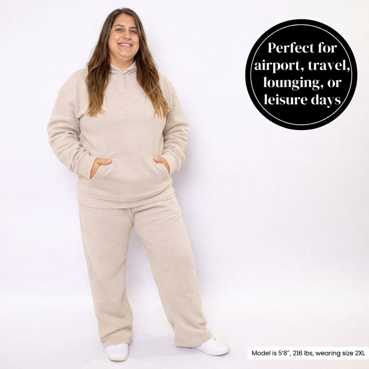 Women Oversized Tracksuit Set 2 Piece Fleece Hoodie and Wide Leg Sweatpants – Fall Winter Lounge Outfit
