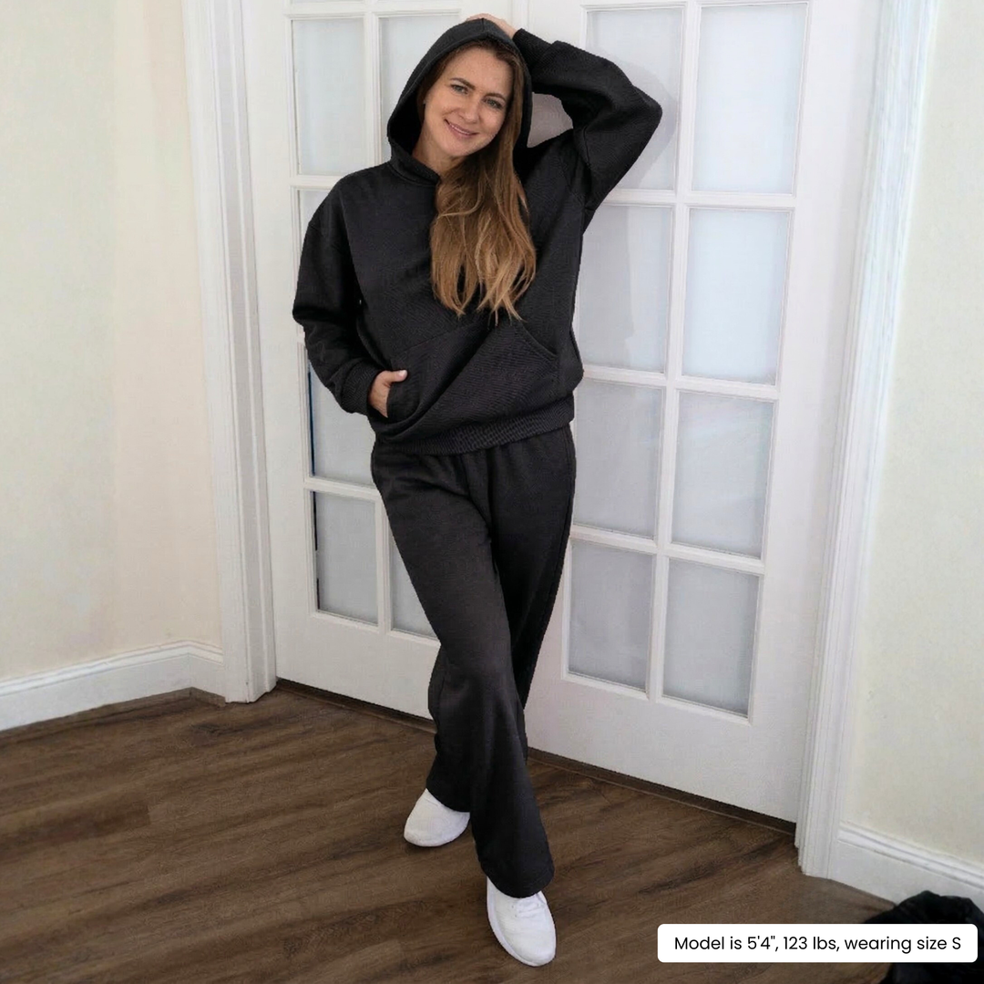Women Oversized Tracksuit Set 2 Piece Fleece Hoodie and Wide Leg Sweatpants – Fall Winter Lounge Outfit