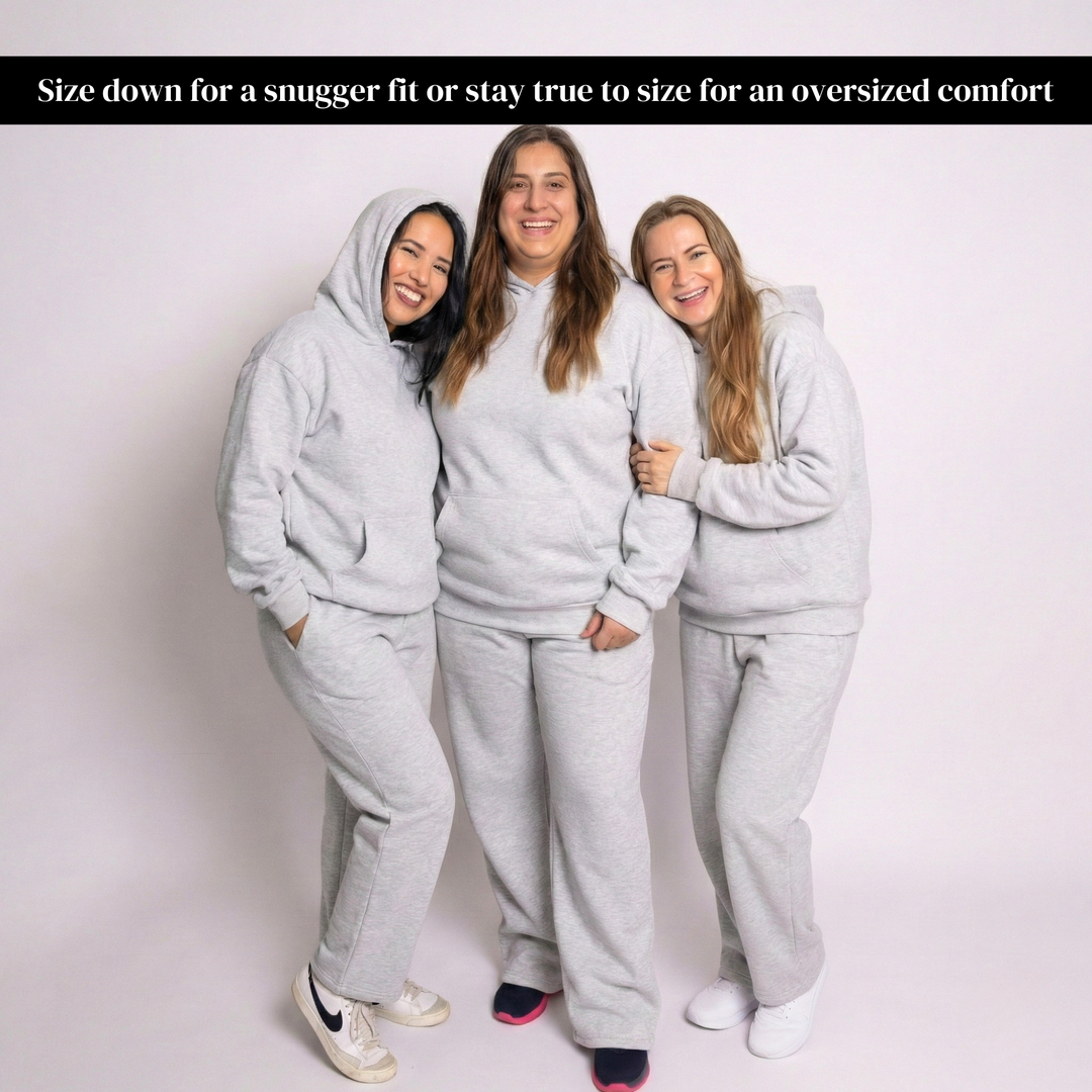 Women Oversized Tracksuit Set 2 Piece Fleece Hoodie and Wide Leg Sweatpants – Fall Winter Lounge Outfit
