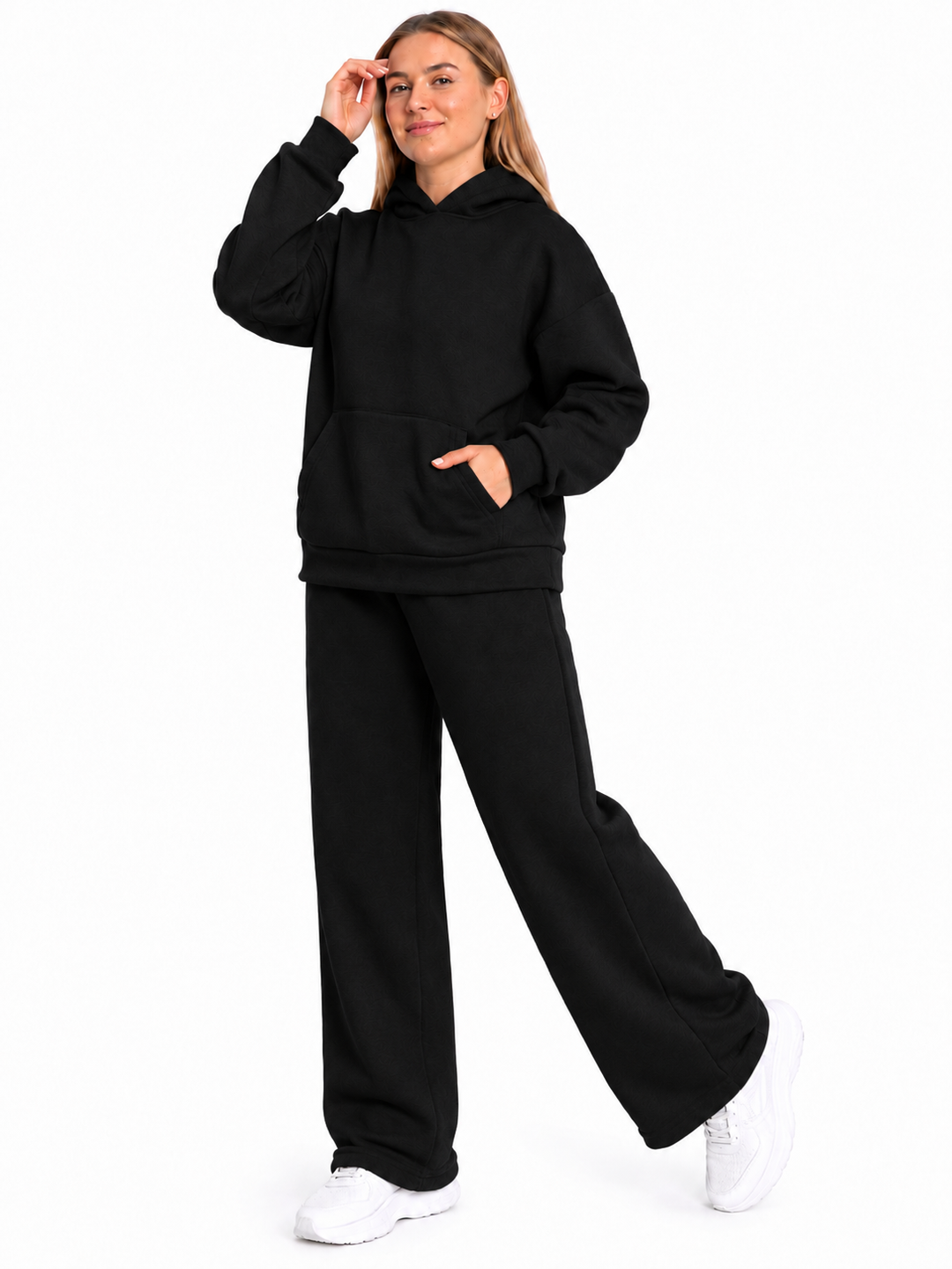 Women Oversized Tracksuit Set 2 Piece Fleece Hoodie and Wide Leg Sweatpants – Fall Winter Lounge Outfit
