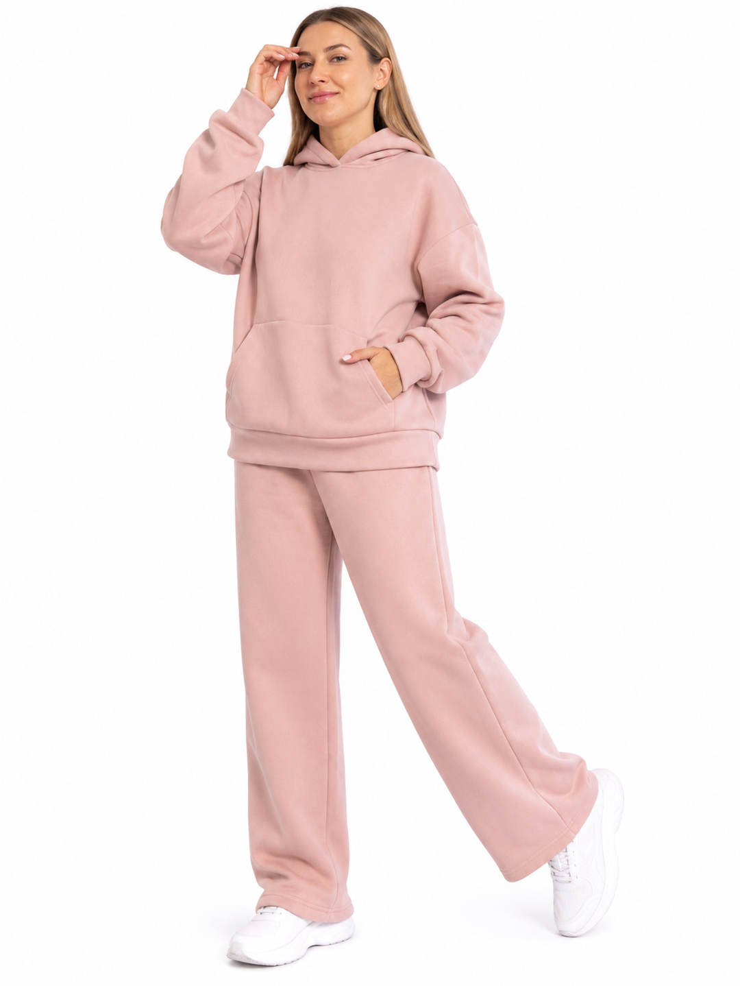 Women Oversized Tracksuit Set 2 Piece Fleece Hoodie and Wide Leg Sweatpants – Fall Winter Lounge Outfit