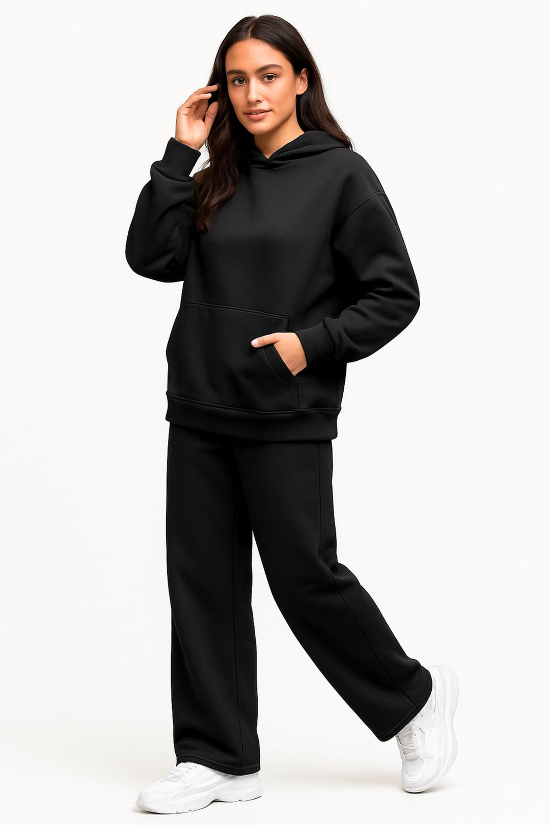 Women Oversized Tracksuit Set 2 Piece Fleece Hoodie and Wide Leg Sweatpants – Fall Winter Lounge Outfit