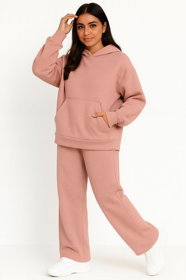 Women Oversized Tracksuit Set 2 Piece Fleece Hoodie and Wide Leg Sweatpants – Fall Winter Lounge Outfit