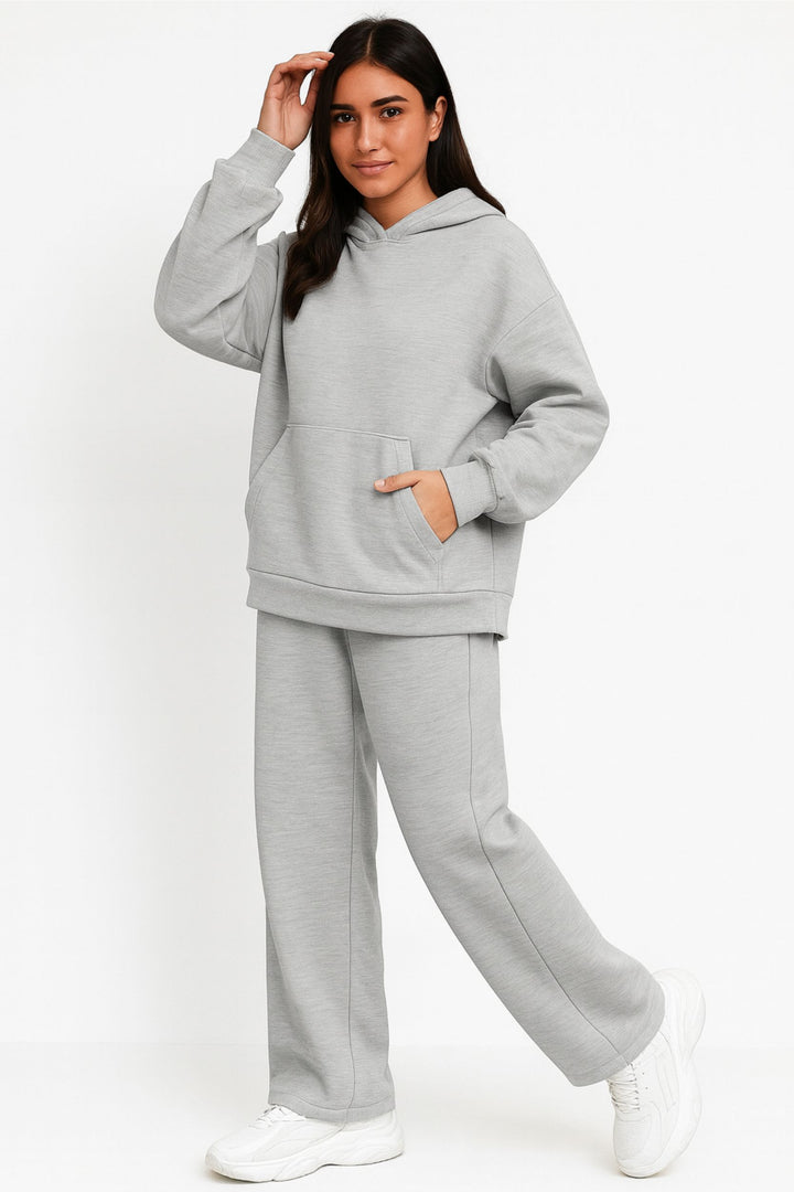 Women Oversized Tracksuit Set 2 Piece Fleece Hoodie and Wide Leg Sweatpants – Fall Winter Lounge Outfit