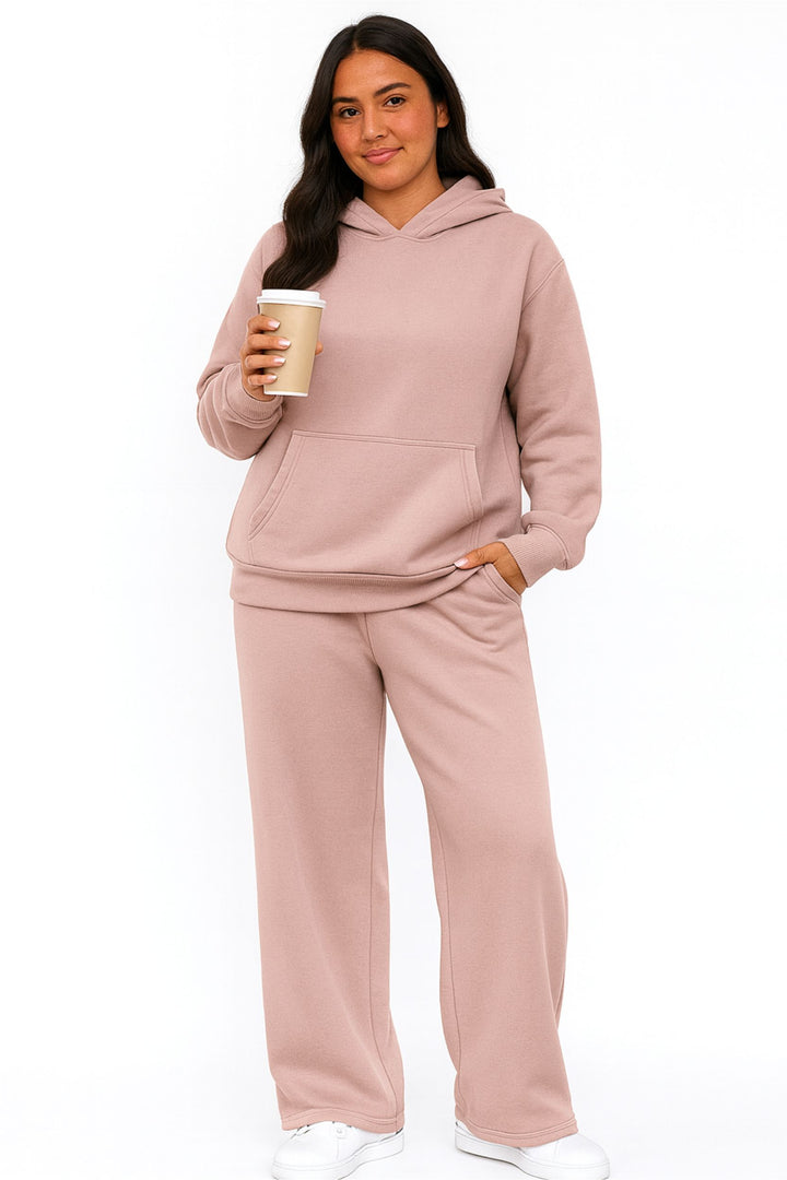 Women Oversized Tracksuit Set 2 Piece Fleece Hoodie and Wide Leg Sweatpants – Fall Winter Lounge Outfit