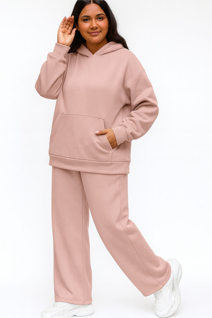 Women Oversized Tracksuit Set 2 Piece Fleece Hoodie and Wide Leg Sweatpants – Fall Winter Lounge Outfit