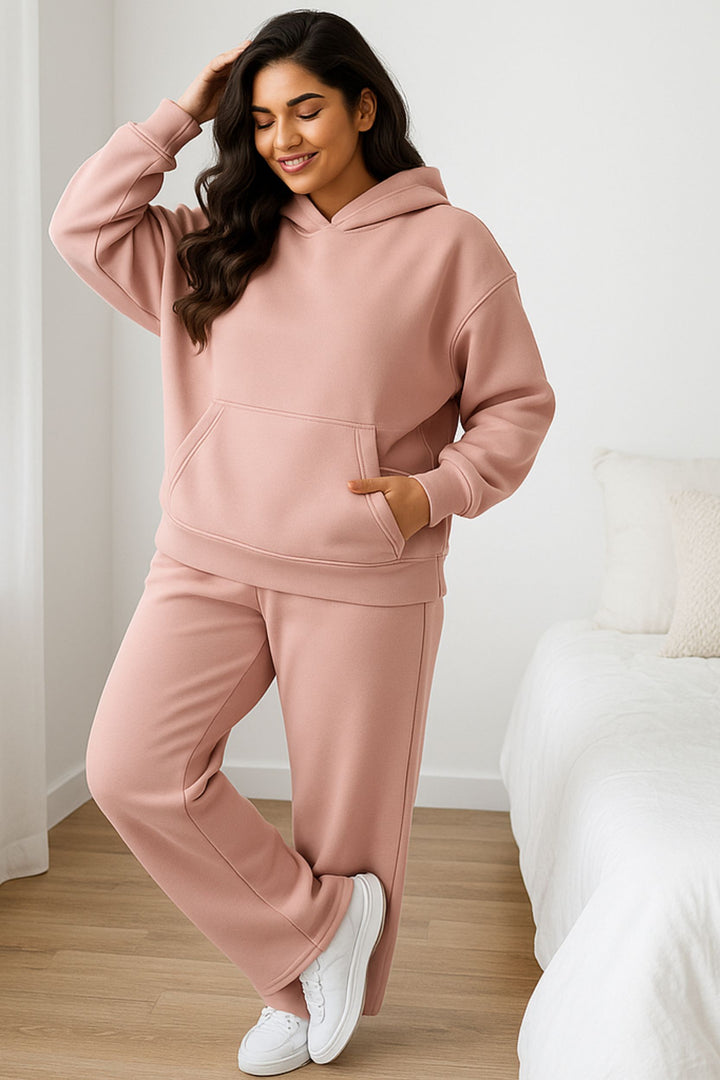 Women Oversized Tracksuit Set 2 Piece Fleece Hoodie and Wide Leg Sweatpants – Fall Winter Lounge Outfit