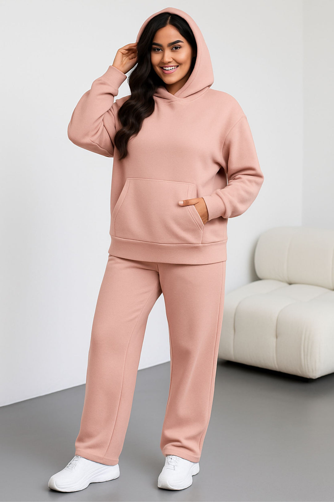 Women Oversized Tracksuit Set 2 Piece Fleece Hoodie and Wide Leg Sweatpants – Fall Winter Lounge Outfit
