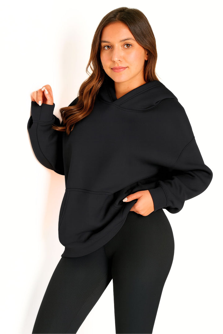 Women Oversized Hoodie Sweatshirt – Fleece Pullover for Fall Winter, Cozy Lounge Airport Travel Sweater, Soft Casual Fashion Top