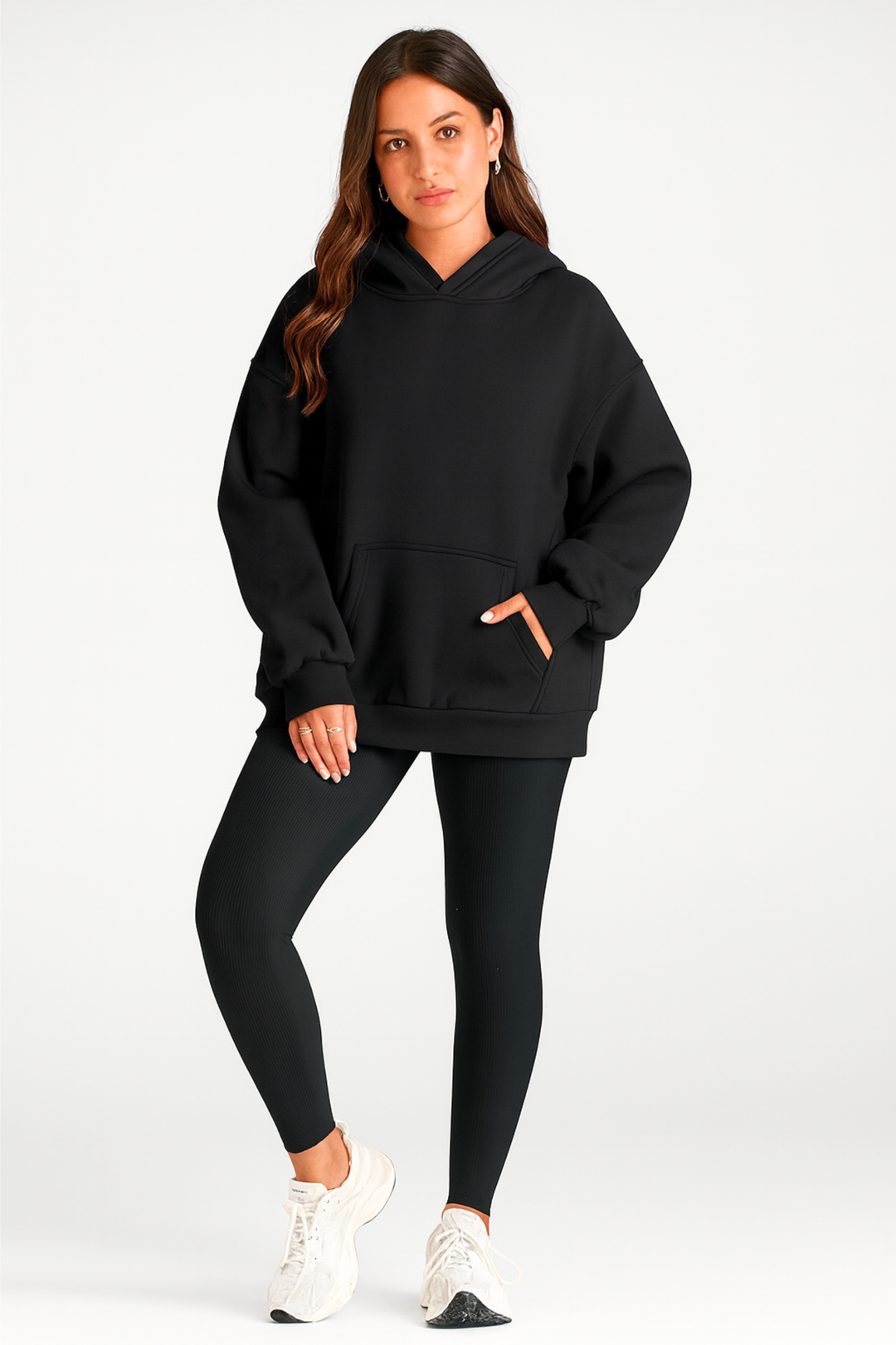 Women Oversized Hoodie Sweatshirt – Fleece Pullover for Fall Winter, Cozy Lounge Airport Travel Sweater, Soft Casual Fashion Top