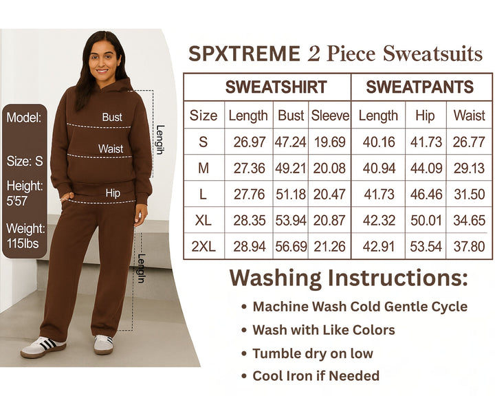 Women Oversized Tracksuit Set 2 Piece Fleece Hoodie and Wide Leg Sweatpants – Fall Winter Lounge Outfit