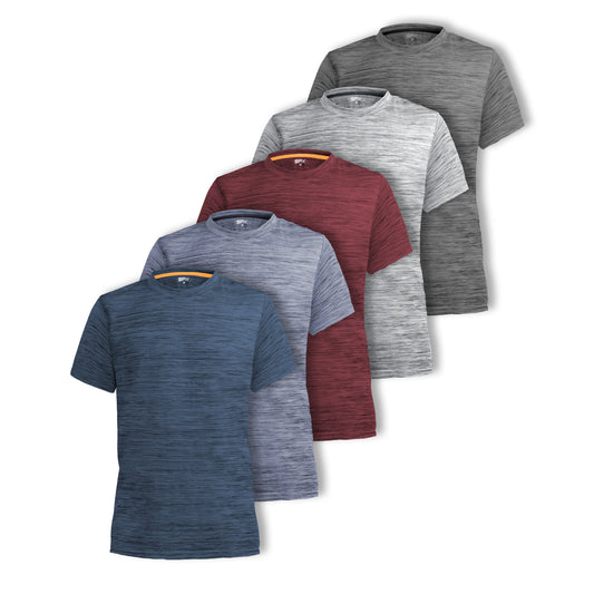 [5 Pack] Mens Dry-Fit Active Athletic Crew Neck T Shirts Running Workout Gym Tee Top