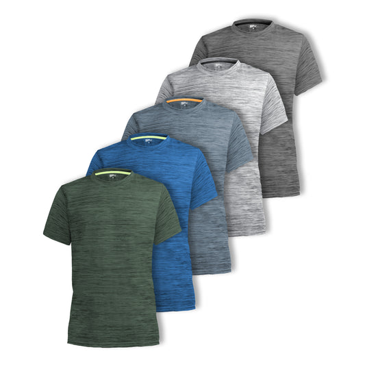 [5 Pack] Mens Dry-Fit Active Athletic Crew Neck T Shirts Running Workout Gym Tee Top